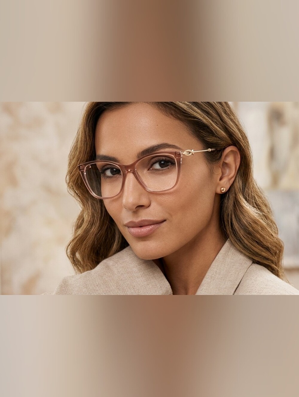 Tiffany & CO. Transparent Rose Brown Eyeglass Frames